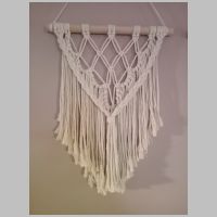 white macrame wall hanging